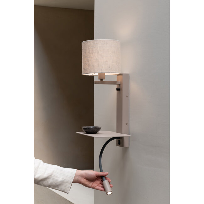 it's about RoMi Wandlamp Florence+leeslamp zand/kap 1815 linnen licht