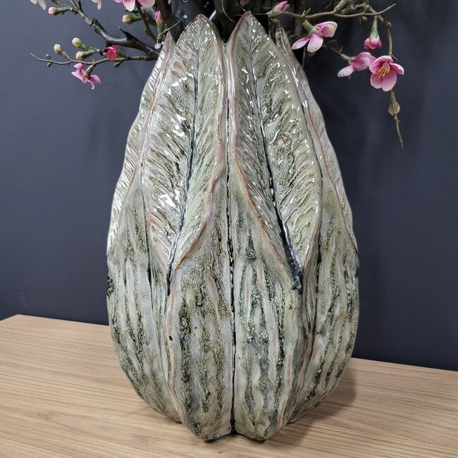 Countryfield Vaas Levi Leaf L groen - 23,5 x 23,5 x 37,5 cm