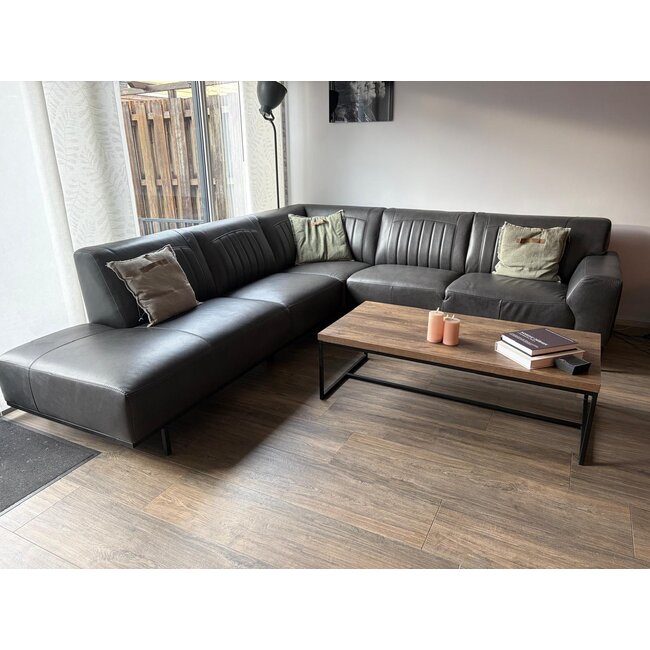 WoonMax Showroommodel Lederen Hoekbank Power B2 antraciet