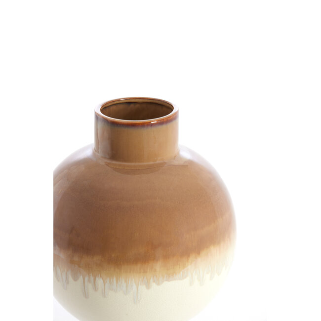 Light en Living Vaas deco Ø28x38 cm ZELATA keramiek crème+taupe