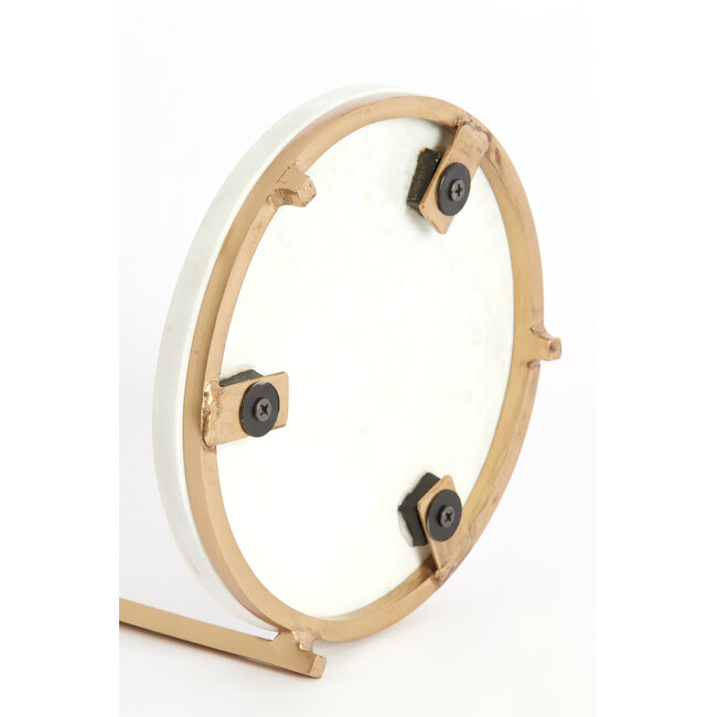 Light en Living Bijzettafel Ø26x76 cm LEDA marmer wit+antiek brons