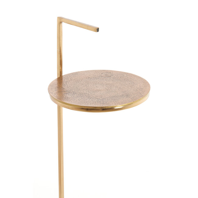 Light en Living Bijzettafel Ø26x76 cm LEDA marmer wit+antiek brons