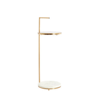 Light en Living Bijzettafel Ø26x76 cm LEDA marmer wit+antiek brons