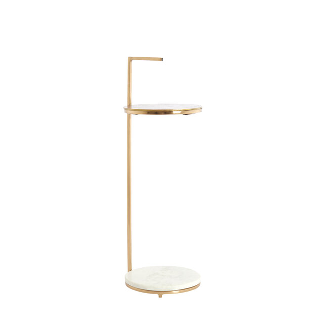 Light en Living Bijzettafel Ø26x76 cm LEDA marmer wit+antiek brons