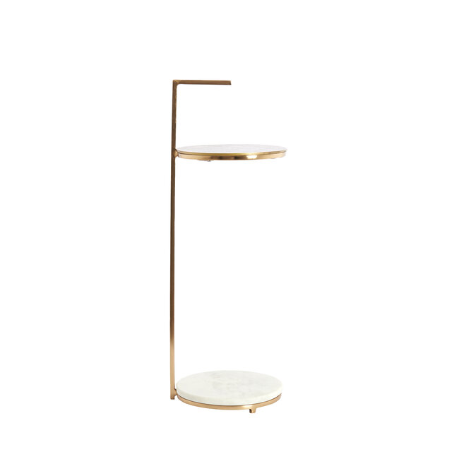 Light en Living Bijzettafel Ø26x76 cm LEDA marmer wit+antiek brons