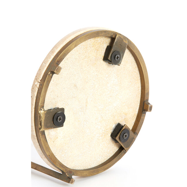 Light en Living Bijzettafel Ø26x76 cm LEDA travertin zand+donker bruin-brons