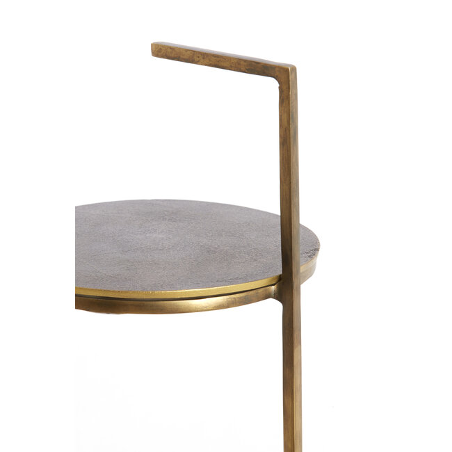 Light en Living Bijzettafel Ø26x76 cm LEDA travertin zand+donker bruin-brons