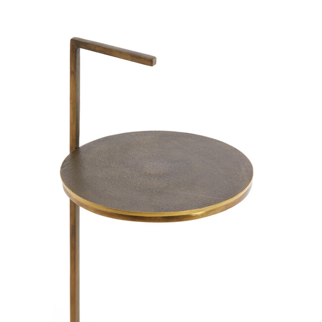 Light en Living Bijzettafel Ø26x76 cm LEDA travertin zand+donker bruin-brons