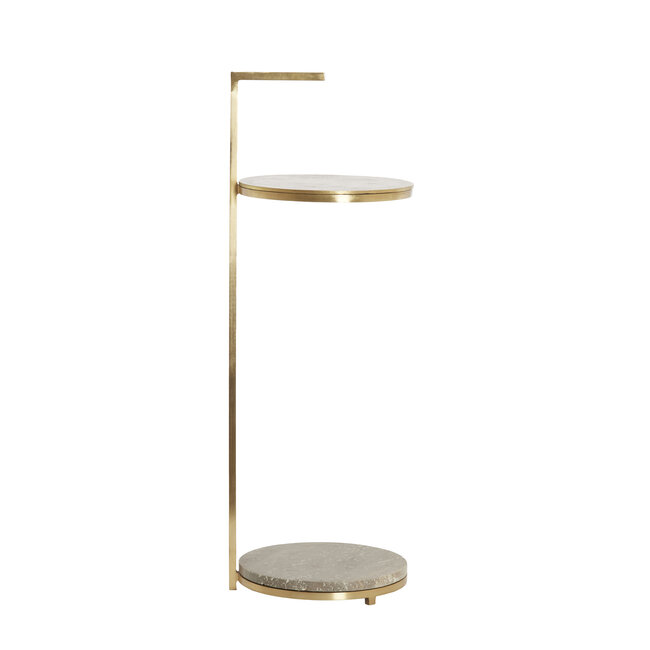 Light en Living Bijzettafel Ø26x76 cm LEDA travertin bruin+brons