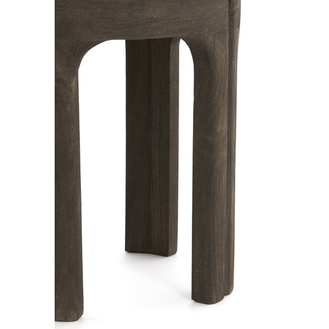 Light en Living Bijzettafel Ø45x50 cm ALI hout grijs-d bruin+travertin zand