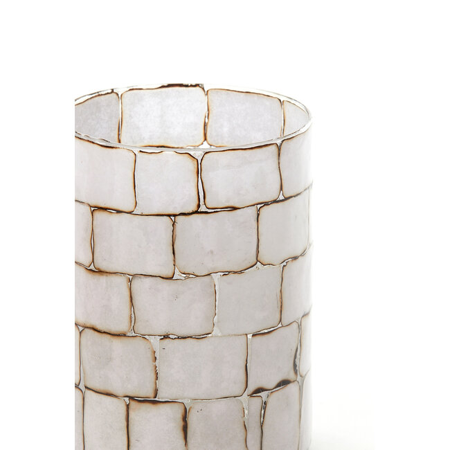 Light en Living Theelicht Ø14x20 cm DRONERO glas transparant+wit