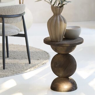 Light en Living Bijzettafel Ø40x50 cm MIRTO hout mat donker bruin