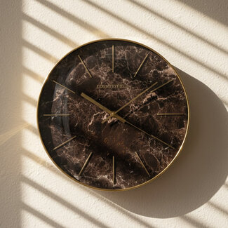 Countryfield Wandklok Bellamy bruin marmer Ø 35 cm
