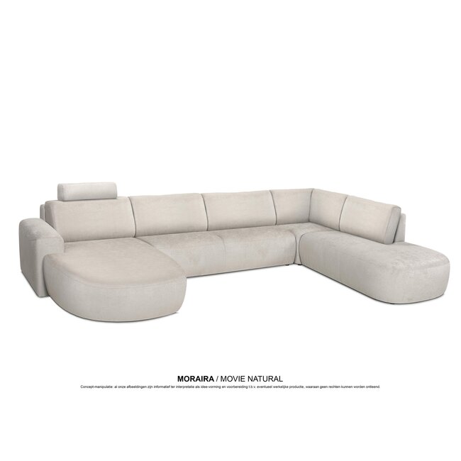 WoonMax Bank Moraira - Racer Linnen - 2 zits arm links -  chaise 90 cm rechts