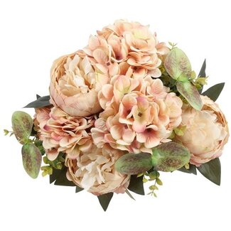 Countryfield Kunst boeket Peony Hydrangea 3x3 zalm