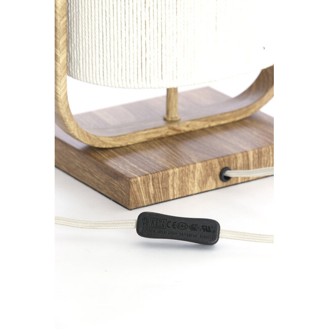 Light en Living Tafellamp 22,5x15x37,5 cm LECCE houtprint + touw naturel
