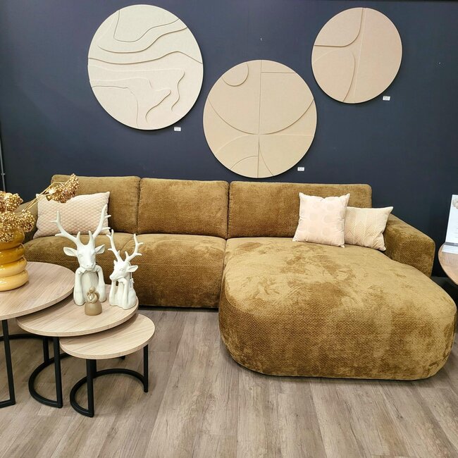 WoonMax Bank Moraira - Fusion Copper 126 - Ottomane small rond links - 3 zits met arm rechts