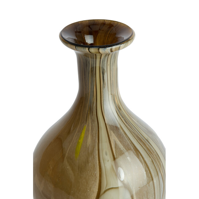 Light en Living Vaas Ø14,5x29,5 cm JORVEN glas taupe + olijfgroen