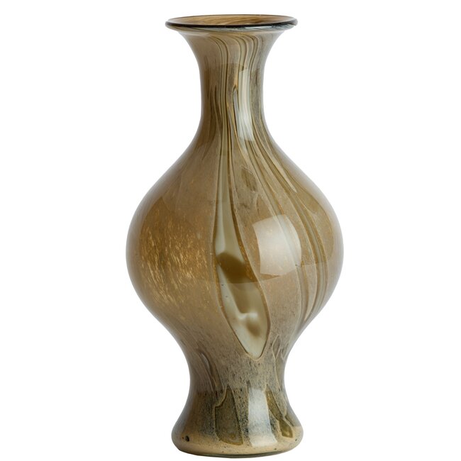 Light en Living Vaas Ø19x40 cm JORVEN glas taupe + olijfgroen