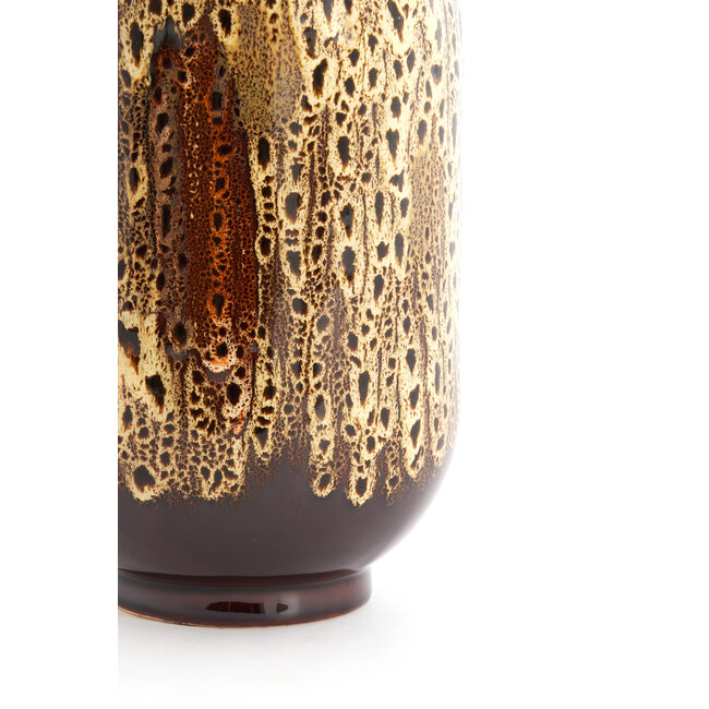 Light en Living Vaas deco 16,5x15,5x37 cm SERRES keramiek donkerbruin + creme + oranje