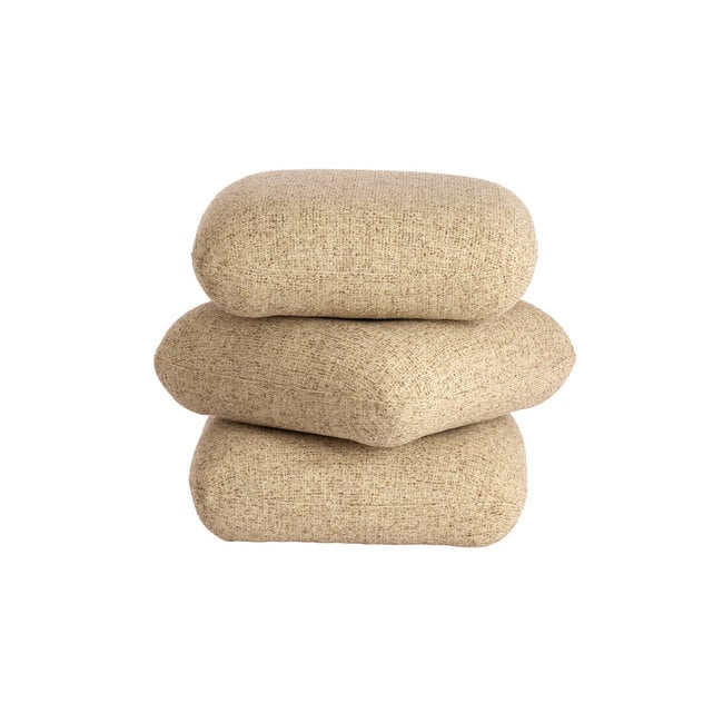 Light en Living Poef 44,5x44,5x44,5 cm LAURIE licht grijs - crème