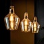 WoonStijl Hanglamp 3L amber glas kegel / Oud zilver