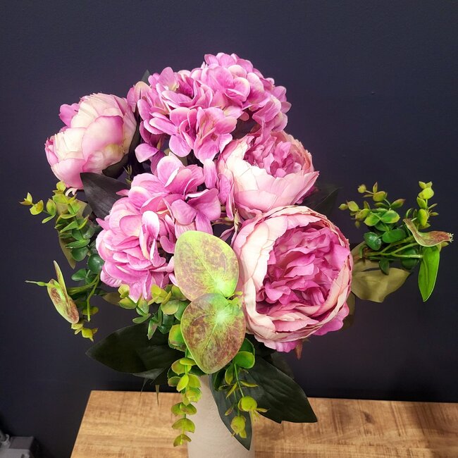 Countryfield Kunst boeket Peony Hydrangea 3x3 Lila