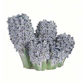 Light en Living Vaas deco 35x21x28 cm FLOWER keramiek blauw+groen