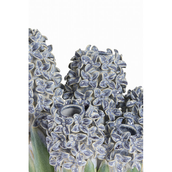 Light en Living Vaas deco 35x21x28 cm FLOWER keramiek blauw+groen