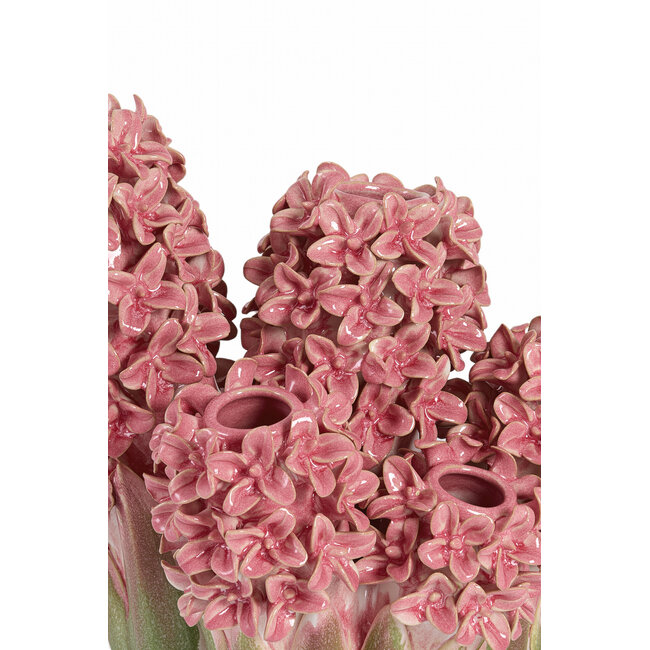 Light en Living Vaas deco 35x21x28 cm FLOWER keramiek roze+groen