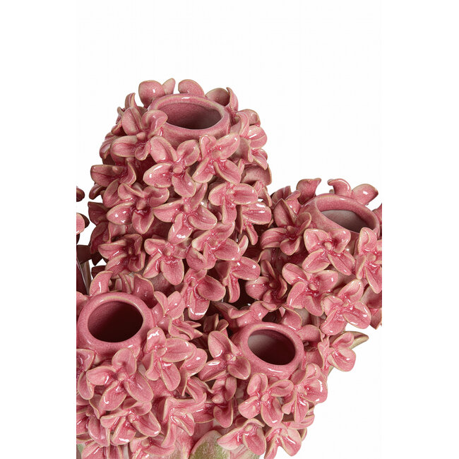 Light en Living Vaas deco 35x21x28 cm FLOWER keramiek roze+groen