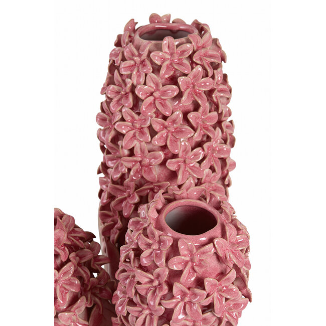 Light en Living Vaas deco 35,5x32x41 cm FLOWER keramiek roze+groen