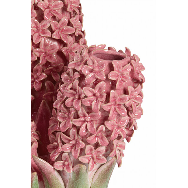Light en Living Vaas deco 35,5x32x41 cm FLOWER keramiek roze+groen