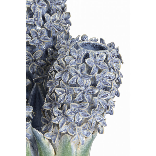 Light en Living Vaas deco 35,5x32x41 cm FLOWER keramiek blauw+groen