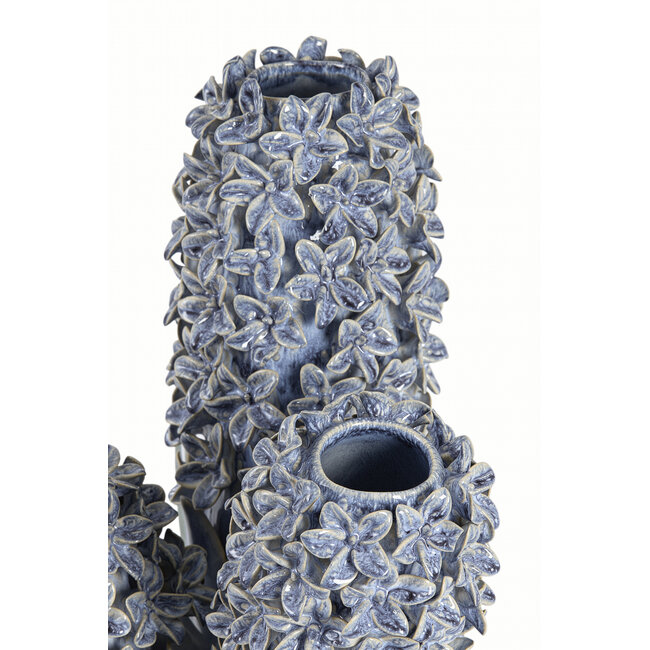 Light en Living Vaas deco 35,5x32x41 cm FLOWER keramiek blauw+groen
