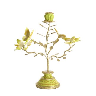 Light en Living Kandelaar 35,5x18x37,5 cm BUTTERFLY lichtgroen+lichtgoud