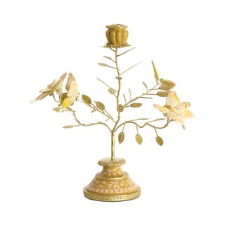 Light en Living Kandelaar 35,5x18x37,5 cm BUTTERFLY lichtroze+lichtgoud