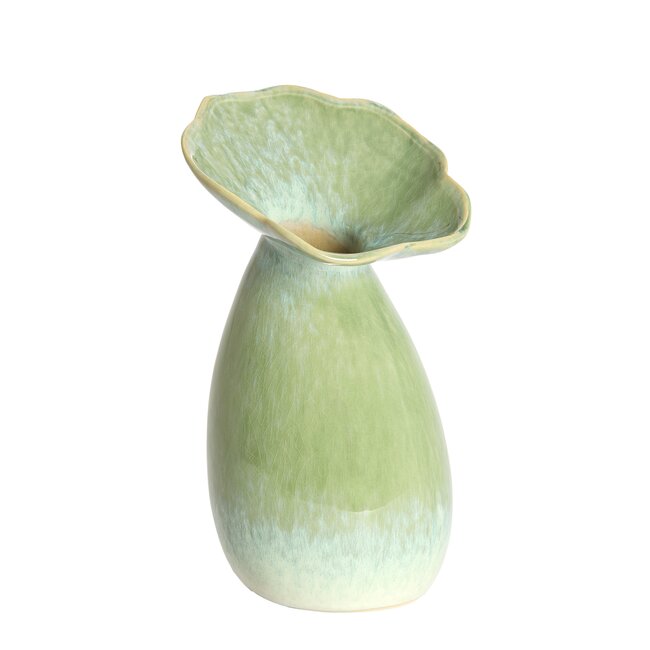 Light en Living Vaas deco Ø14x24 cm CULLA keramiek groen+lichtblauw