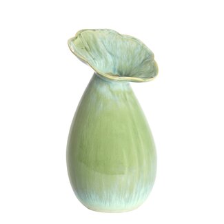 Light en Living Vaas deco Ø15,5x29 cm CULLA keramiek groen+lichtblauw