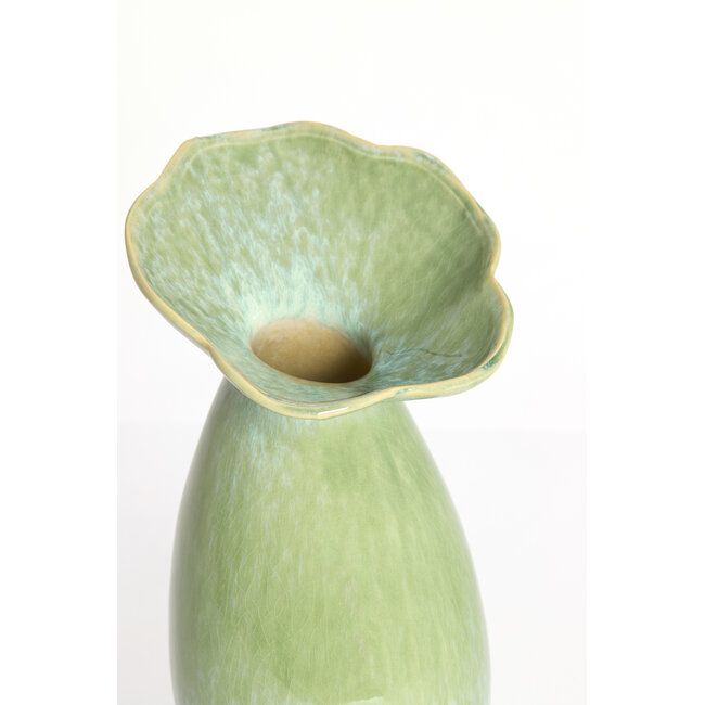 Light en Living Vaas deco Ø15,5x29 cm CULLA keramiek groen+lichtblauw
