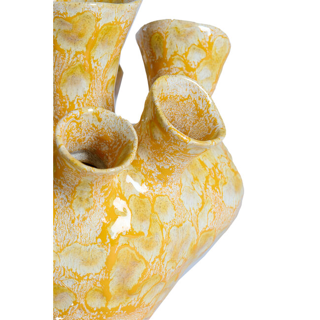 Light en Living Vaas deco  28,5x26x26 cm SIAJO keramiek geel-oranje
