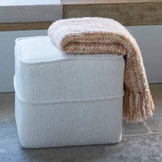 Light en Living Poef 40x40x35 cm KIKI teddy wit