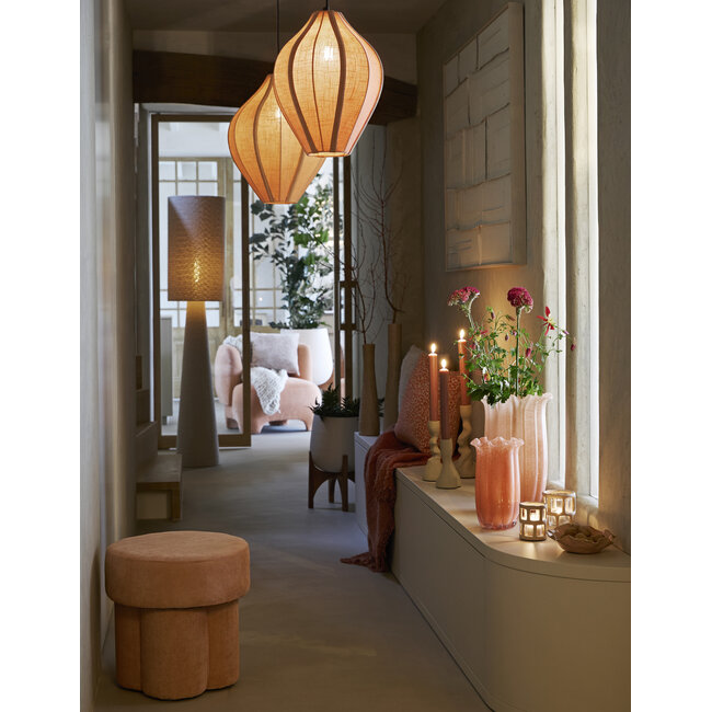 Light en Living Pot deco op voet Ø44x53 cm KARUNA hout+mat crème