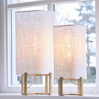 Light en Living Tafellamp 21,5X21,5X50,5 Cm WYN hout Natur+Linen Creme