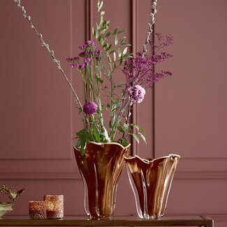 Light en Living Vaas Ø22X27 cm KAZUNO Glas helder terra+creme