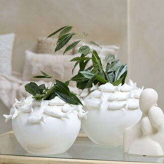 Light en Living Vaas deco Ø40X27 cm Fish keramiek creme