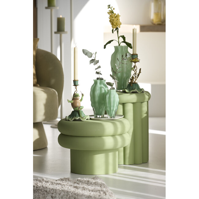 Light en Living Kandelaar Kandelaar 15x15x24 cm FROG groen+bronscm BIRD mat zwart - Copy