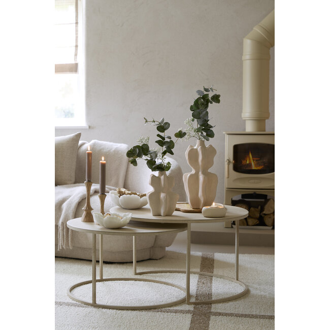 Light en Living Salontafel S/2 Ø65x38+Ø75x42 cm SADAR zand+l bruin gespikkld