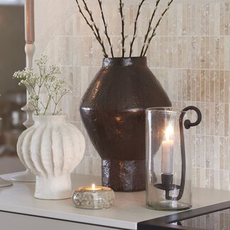 Light en Living Windlicht 17X13X28,5 cm DOLEGA glas helder+donkerbruin