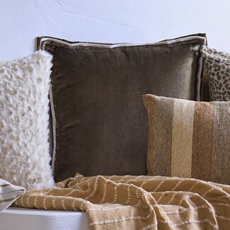 Light en Living Kussen 45x45 cm BAXLEY velvet groen+linnen naturel